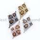 Diamond Shape Brown Dots Leopard Connector, CZ Pave Connector, Sku#E150
