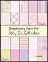 Scrapbook Paper Pad: Baby Girl Collection: 20 Unique Design Background Crafting Sheets - Paperback