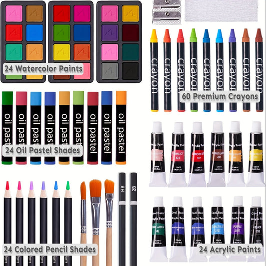 175-Piece Deluxe Art Set – Crayons, Colored Pencils & Acrylics