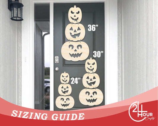 Unfinished Wood Hanging Stacked Pumpkins Door Sign | 3 Piece | DIY Craft Cutout | up to 46" DIY