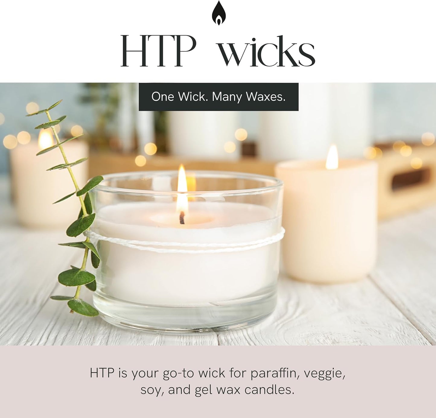 HTP Wicks, 6" Length, Pack of 100, Various Sizes Available