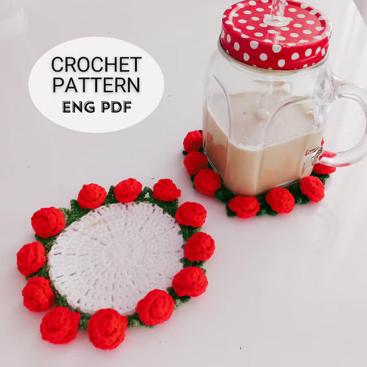 Crochet Rose Coaster Pattern: Easy Floral Tutorial (PDF Download)