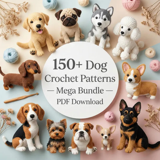 150+ Dog Amigurumi Crochet Patterns Bundle | Plush Dog Toys