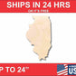 Unfinished Wood Illinois Shape - State - Craft - up to 46"  DIY