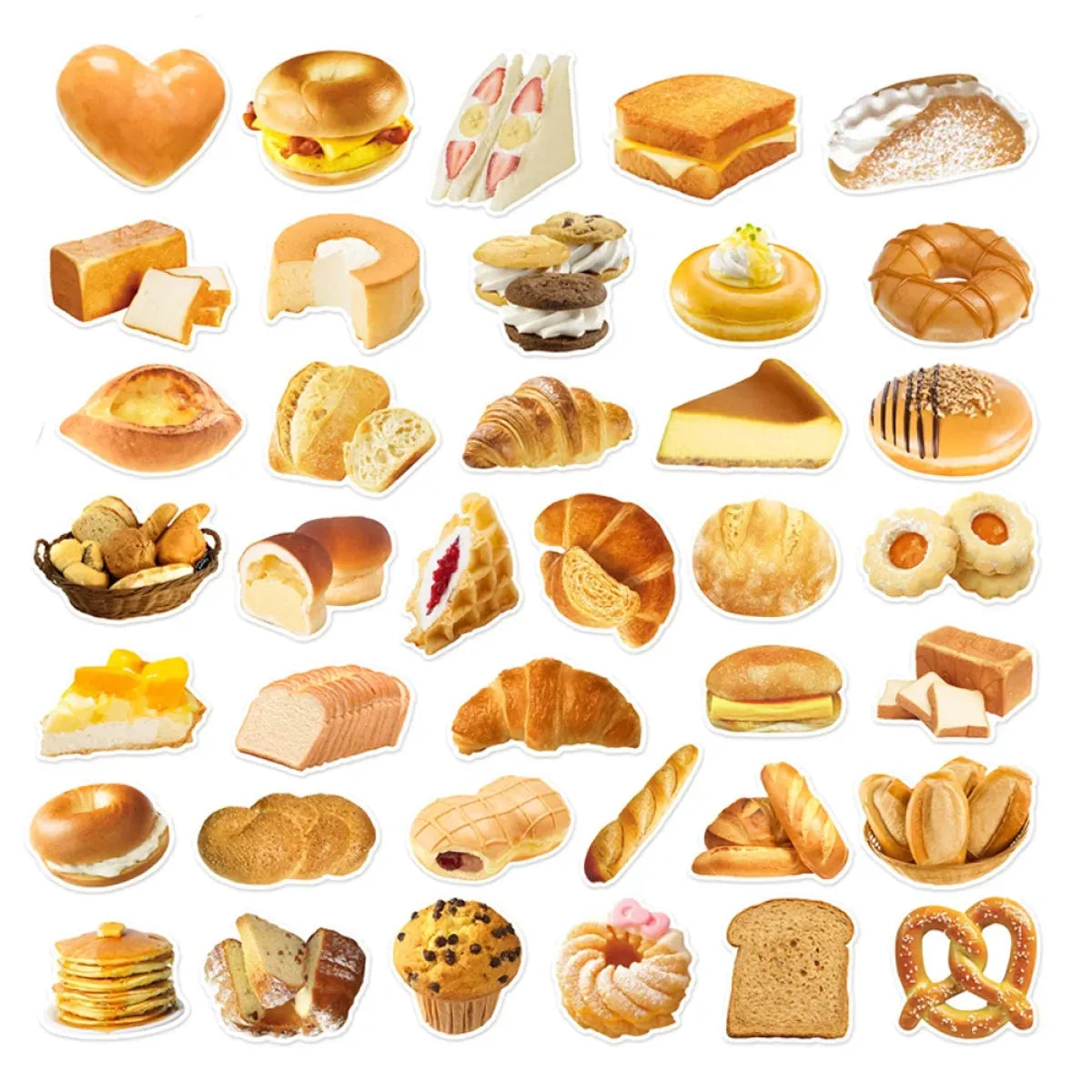 Kawaii Bread Food Stickers Pack – Scrapbooking & Car Decals