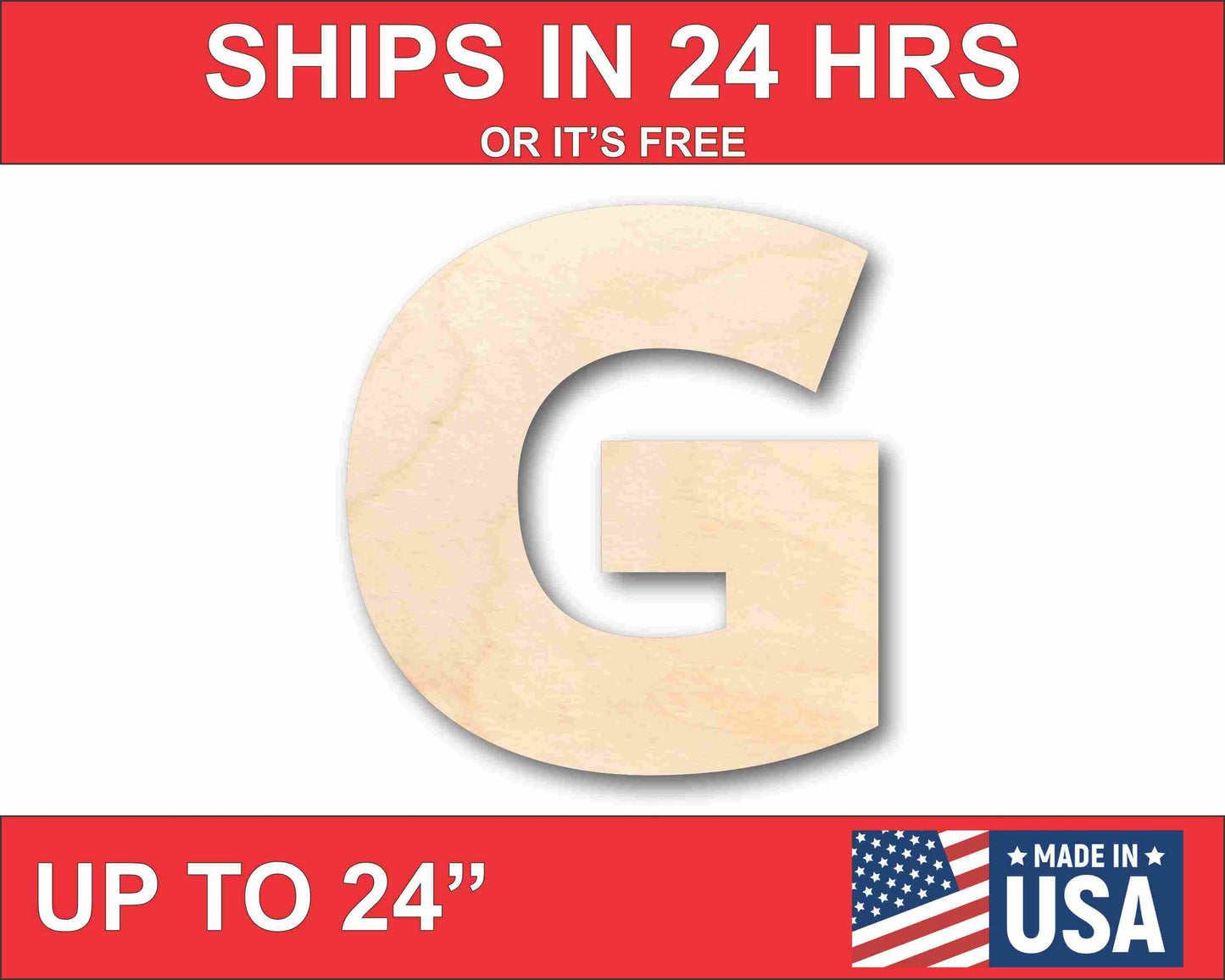 Unfinished Wood Block Letter G - Craft - up to 46" DIY