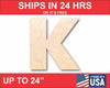 Unfinished Wood Block Letter K - Craft - up to 46" DIY
