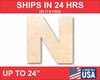Unfinished Wood Block Letter N - Craft - up to 46" DIY