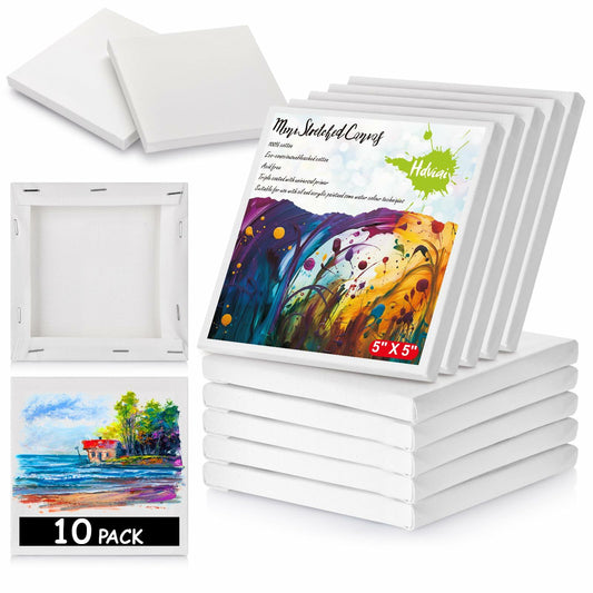 12PCS Mini Canvas & Easel Set – 4x4in Cotton Canvases