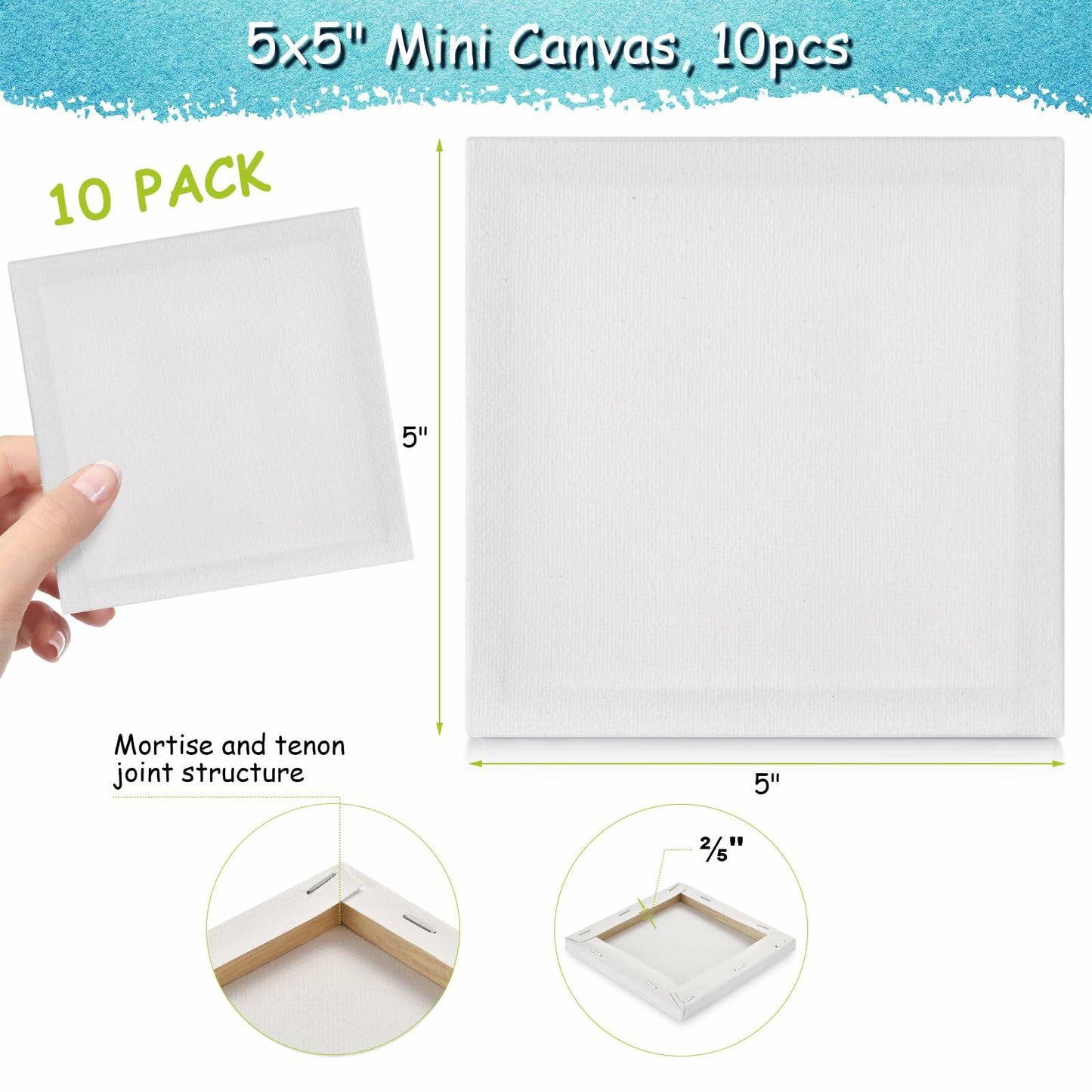 12PCS Mini Canvas & Easel Set – 4x4in Cotton Canvases