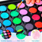 48 Color Solid Watercolor Paint Set with 3 Brushes for Kids & Artists