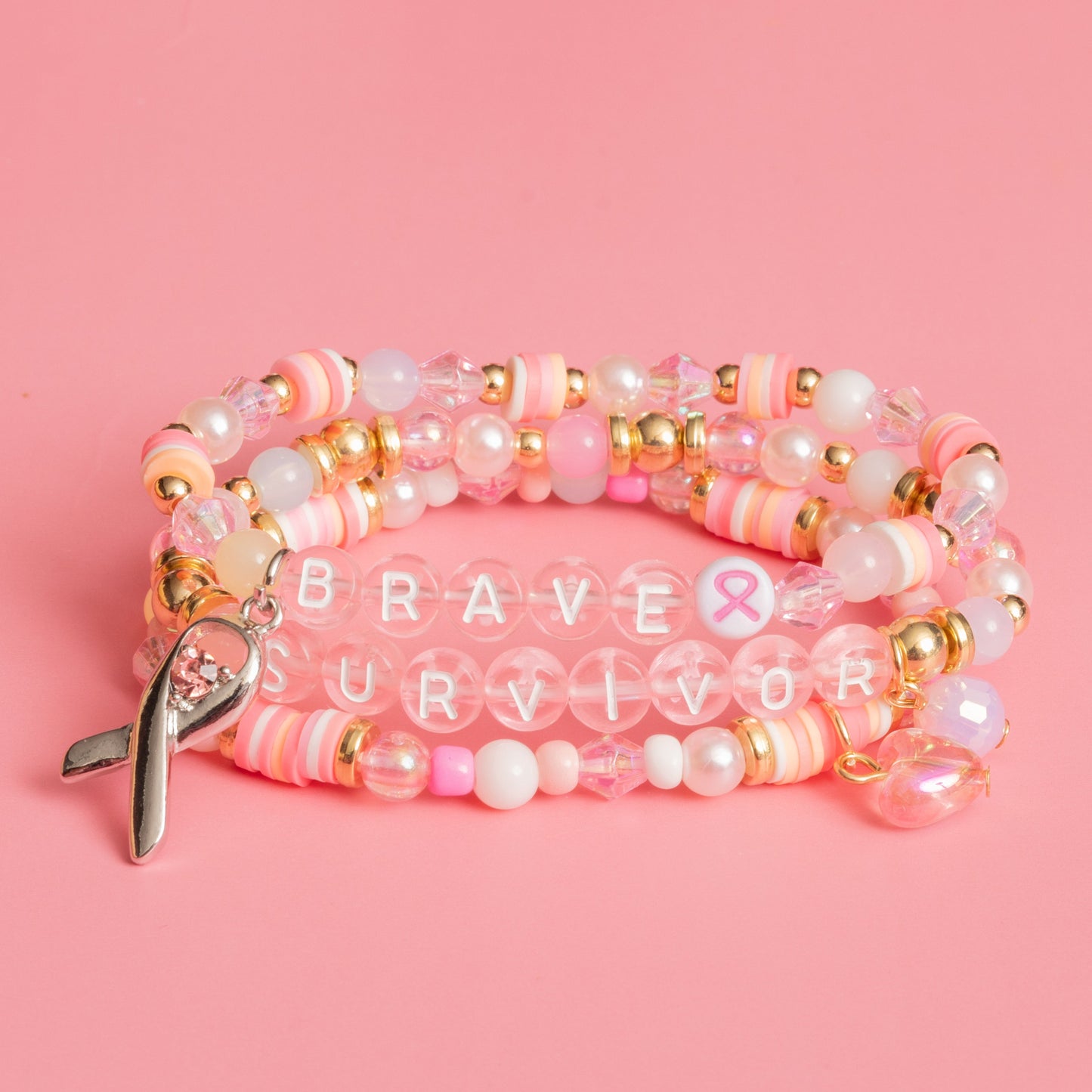 Susan G. Komen Breast Cancer Awareness Pink Ribbon & Letter Bead Box