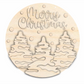 Unfinished Wood Merry Christmas Snowy Trees Door Sign Kit | Wood Craft Cutouts | 1/4" Thick |