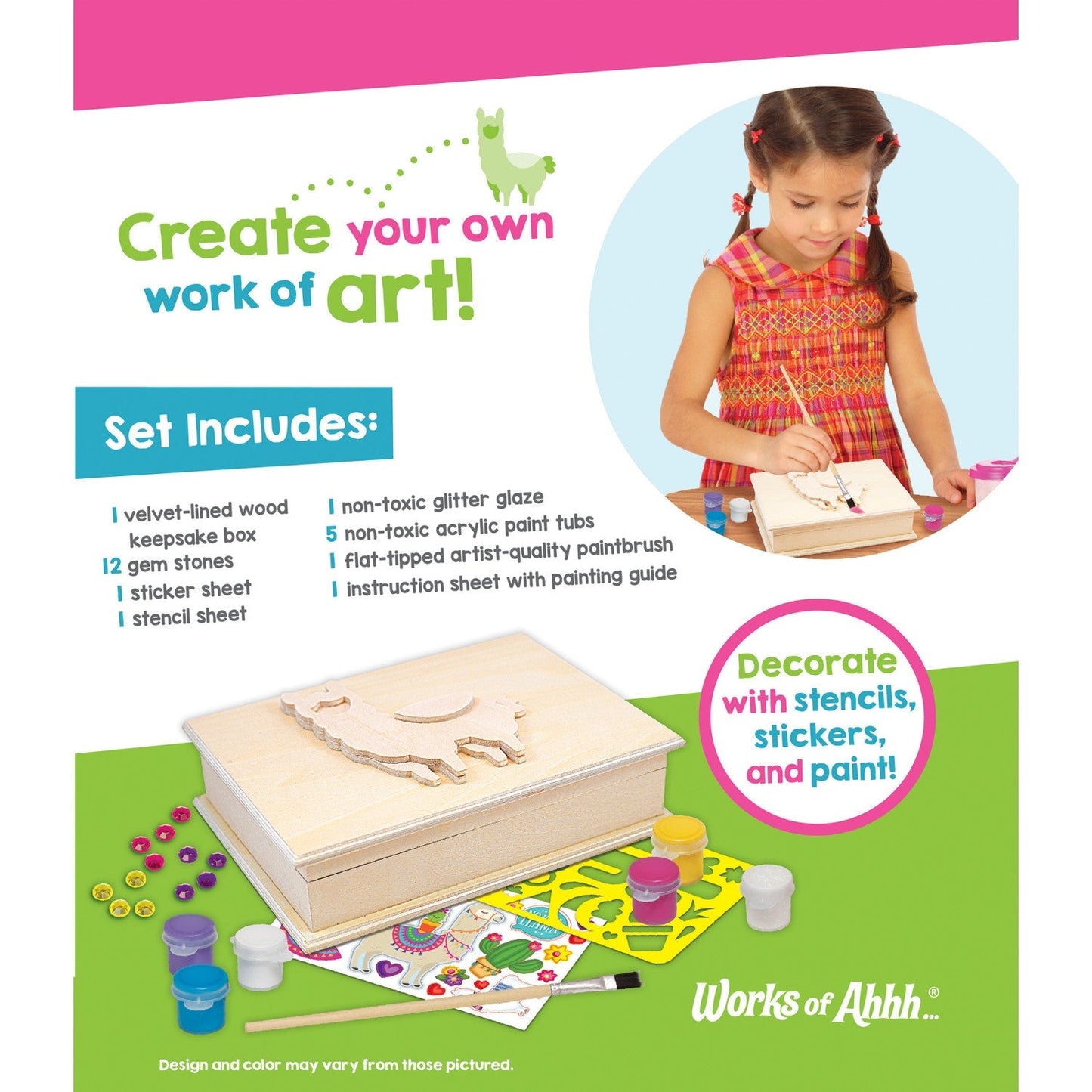 Llama Keepsake Box – Wood Craft & Paint Kit by MasterPieces