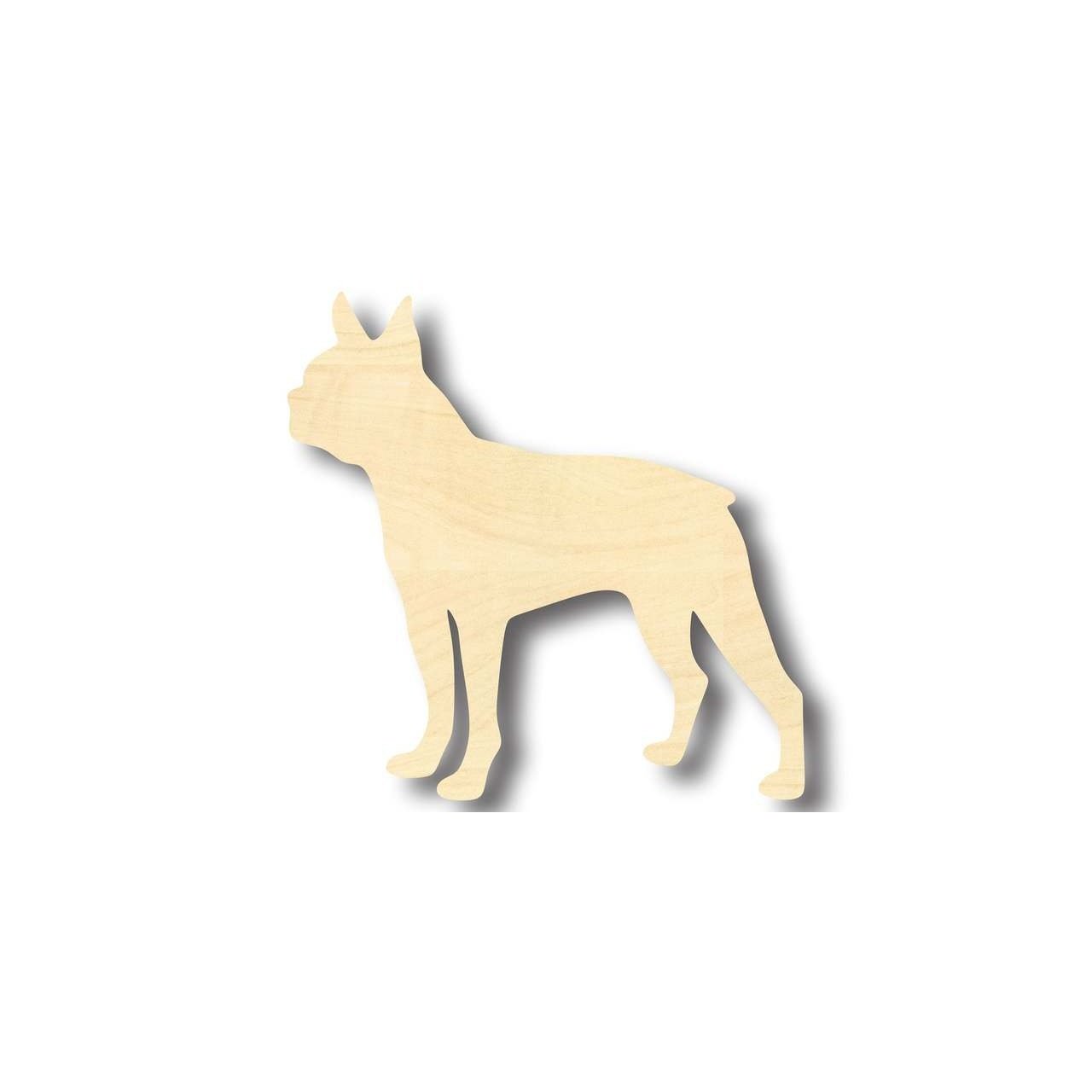 Unfinished Wood Boston Terrier Dog Shape - Animal - Pet - Craft - up to 46" DIY