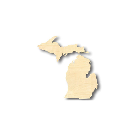 Unfinished Wood Michigan Shape (2 Pieces) - State - Craft - up to 46" DIY