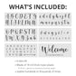 Wedding Stencils Set - Script Numbers, Letters, Symbols
